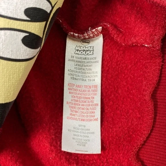 Disney Kids Minnie Mouse Hoodie Sweatshirt Red Polka Dot Sequins Size 5-6 yr GUC - Picture 10 of 12